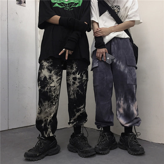 Tie-dye beam-leg loose cargo pants (Unisex)