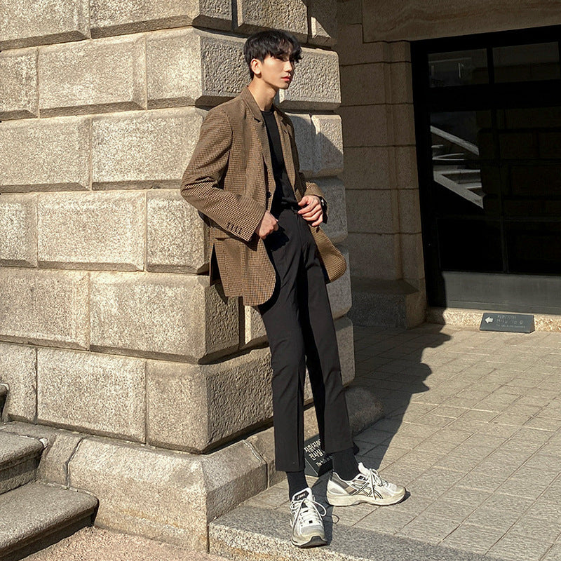 Mrcyc Spring Plaid Blazer Casual Suit Men's Coat