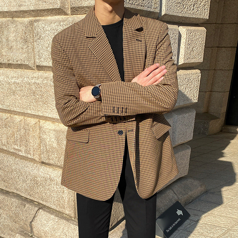 Mrcyc Spring Plaid Blazer Casual Suit Men's Coat