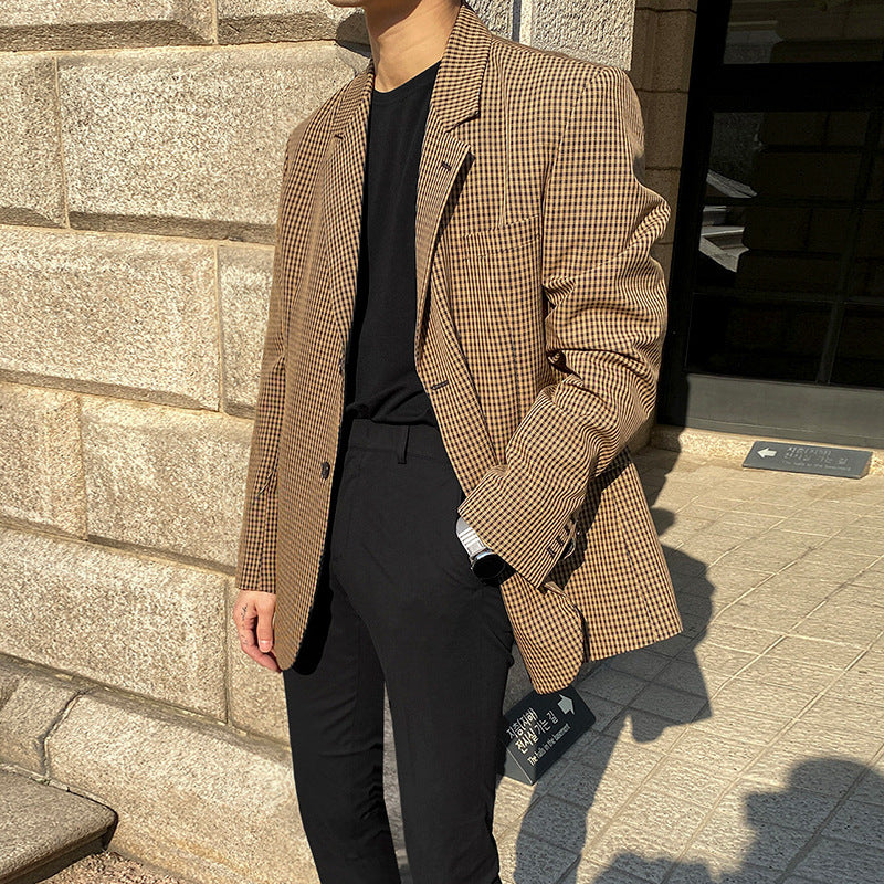 Mrcyc Spring Plaid Blazer Casual Suit Men's Coat