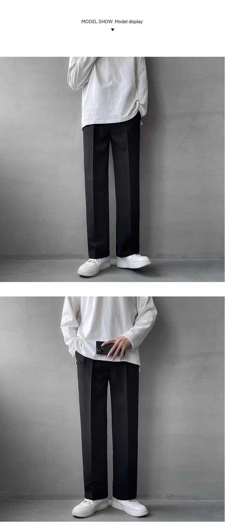 Polyester Loose Straight Drooping Pants