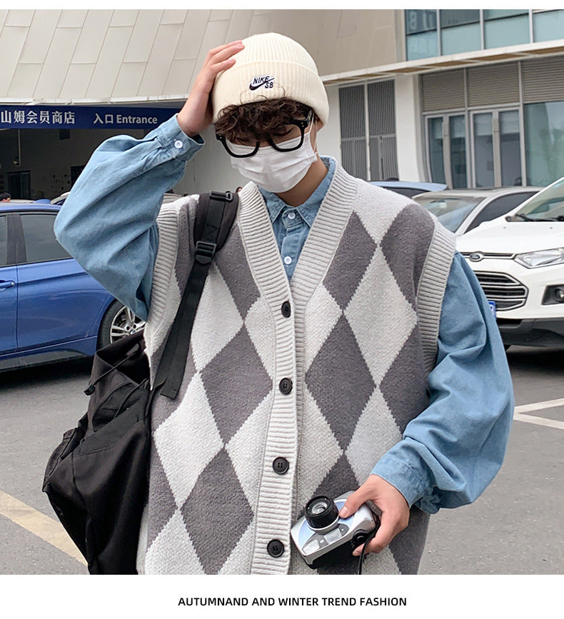Autumn And Winter Leisure Men's V-neck Sweater Woolen Vest