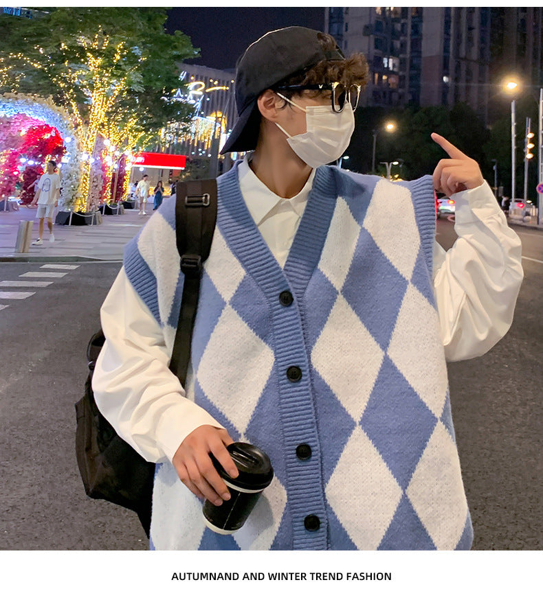 Autumn And Winter Leisure Men's V-neck Sweater Woolen Vest