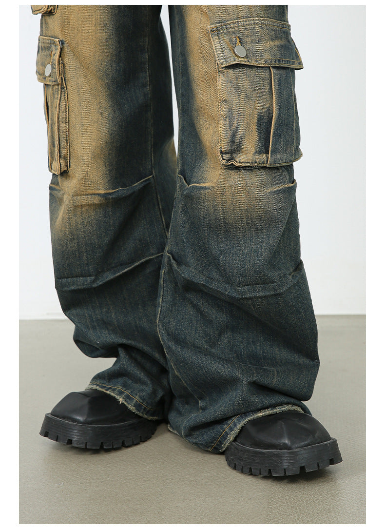 Retro Overalls High Street Loose Cargo Denim