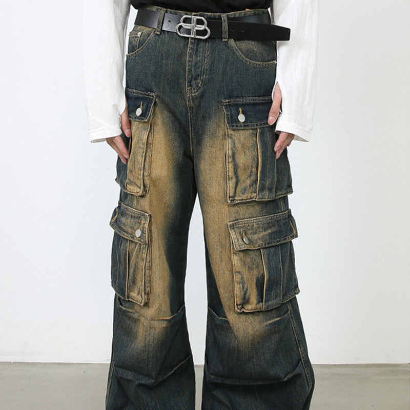 Retro Overalls High Street Loose Cargo Denim