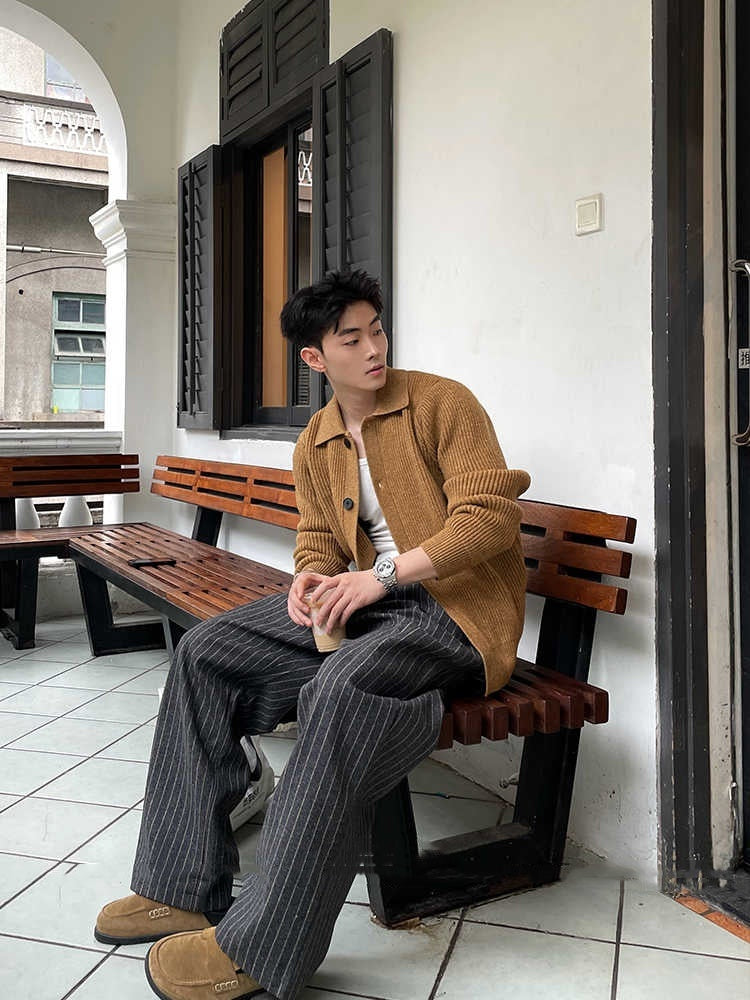 Loose Contrast Striped Casual Pants