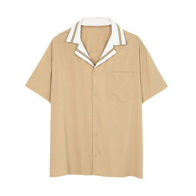 Striped Lapel Short Sleeve Shirt