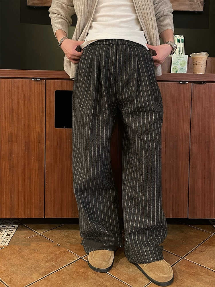 Loose Contrast Striped Casual Pants