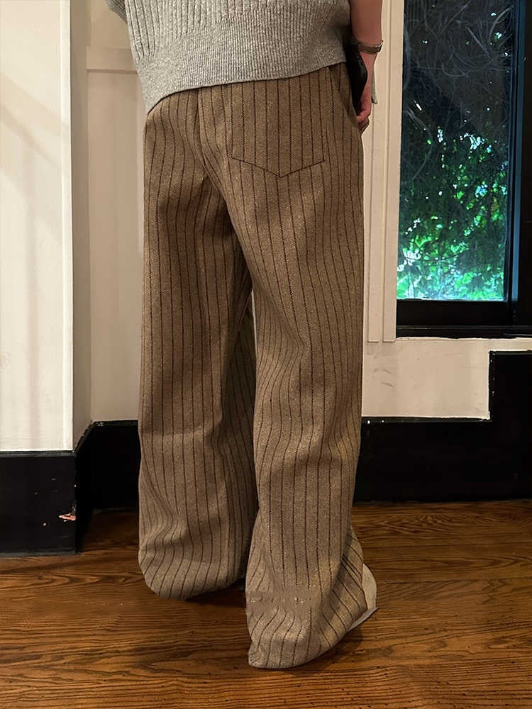 Loose Contrast Striped Casual Pants