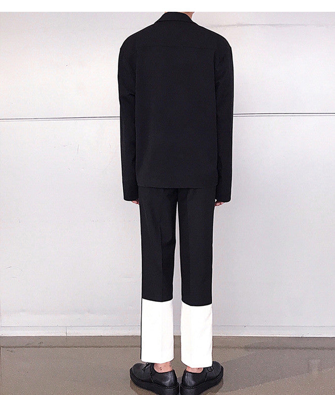 Casual　Loose Straight Drape Nine-point Stitching Trousers