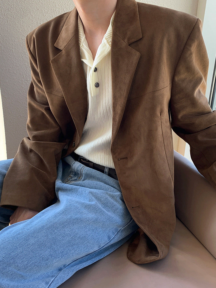 Retro Brown Single-breasted Blazer