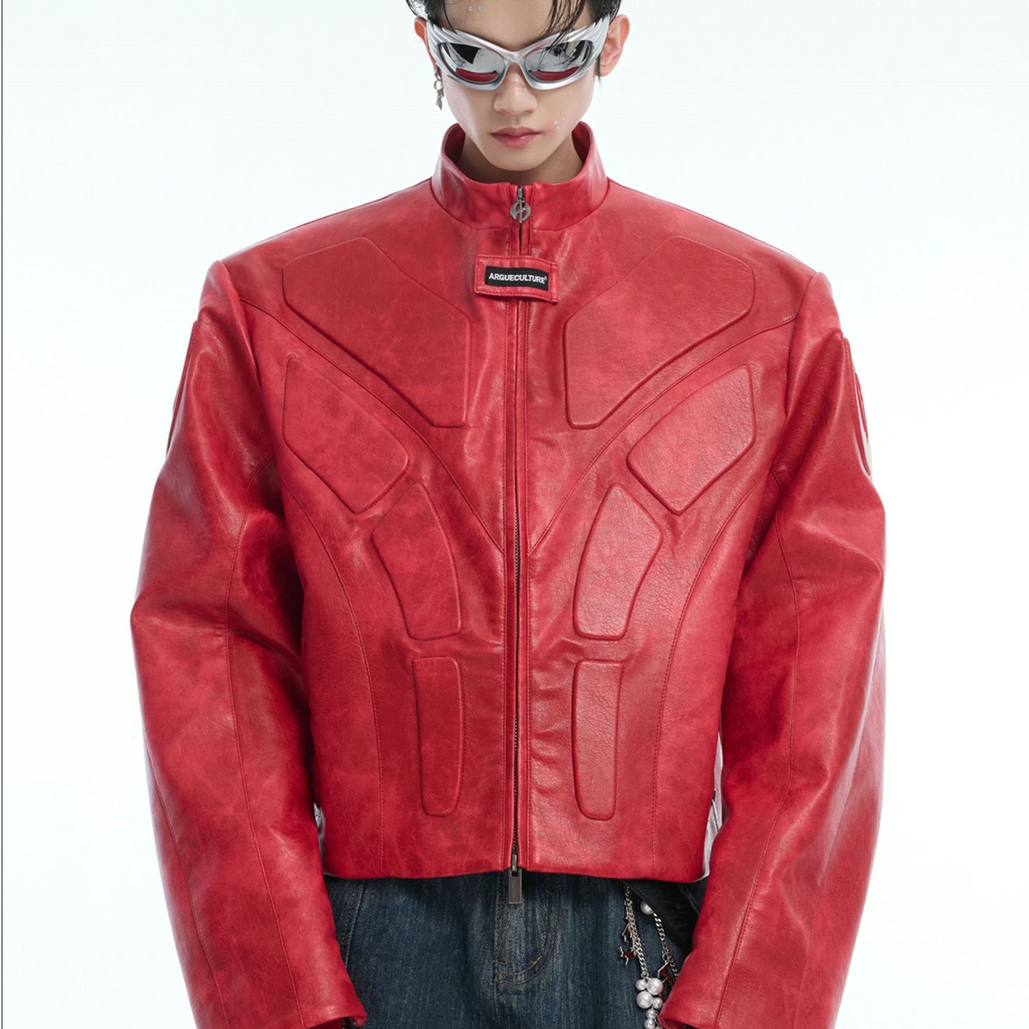 Three-dimensional Relief Deconstruction Stand Collar Profile Jacket Coat