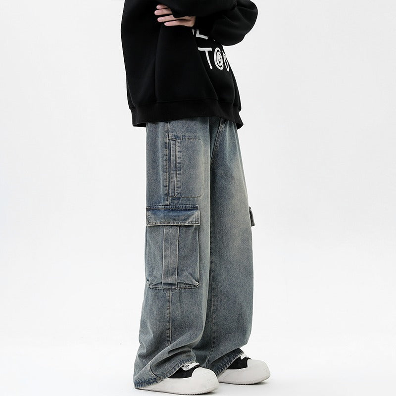Retro Loose Wide-Leg Straight Denim