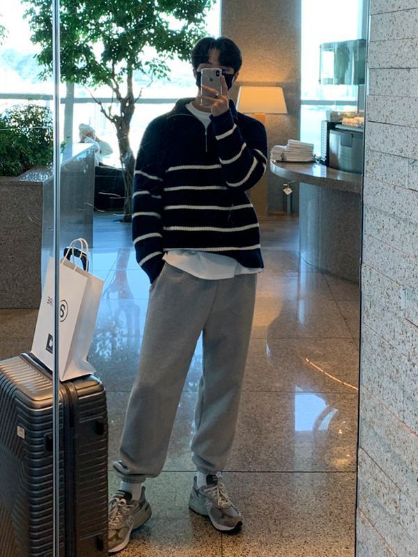Lapel Stripe Sweater