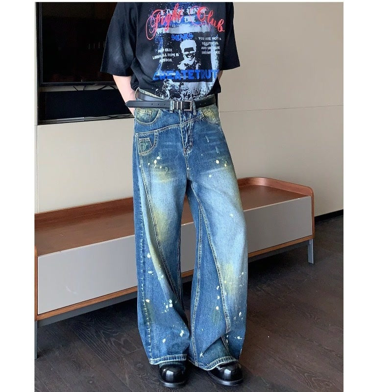 Minority Splash-ink Deconstruction Stitching Jeans