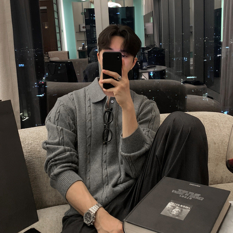 Lapel High Sense Sweater