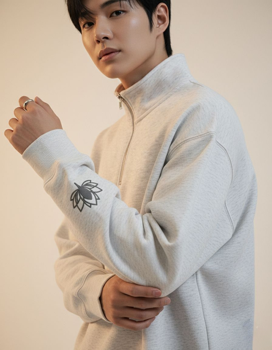 ハーフジップスウェット