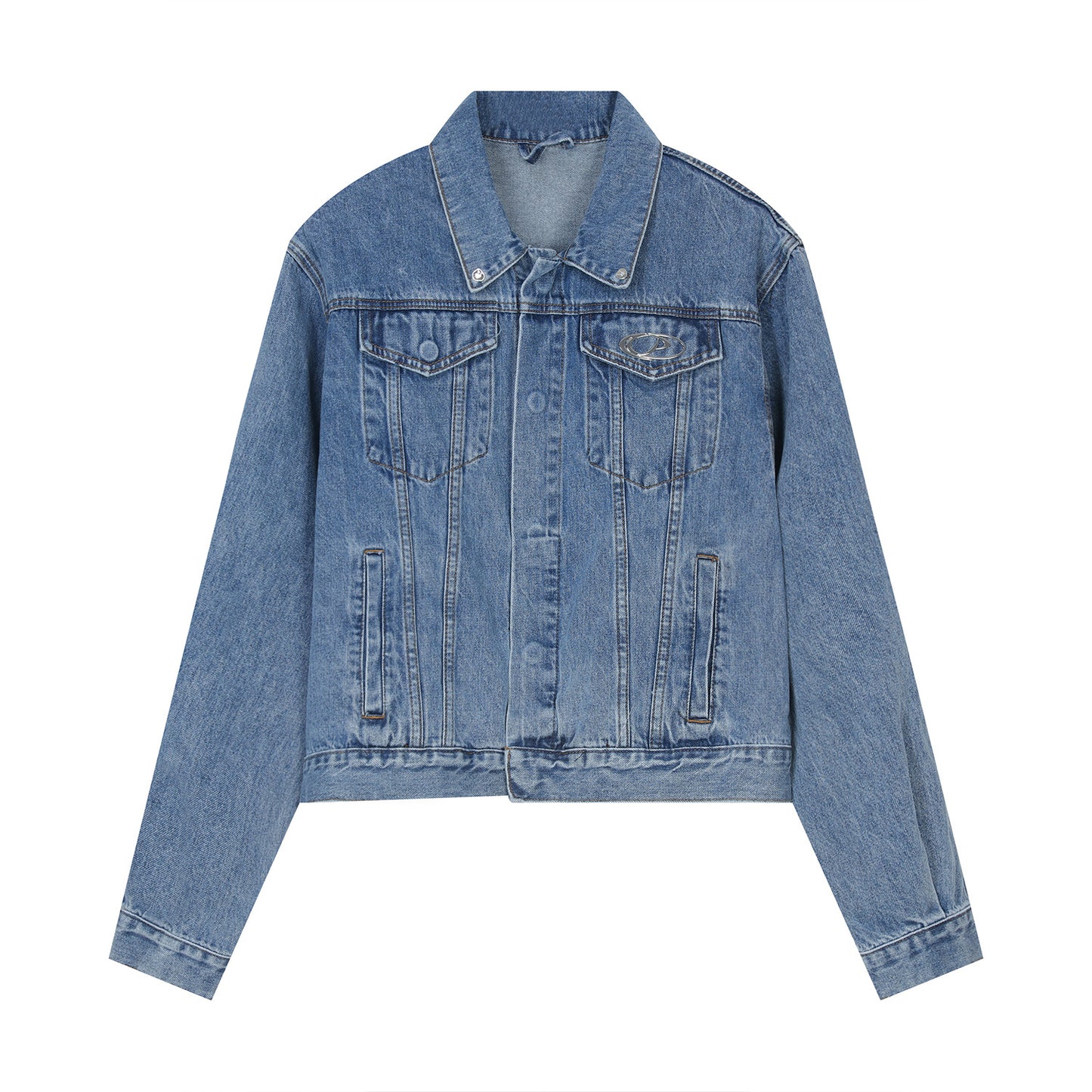 Korean Style Loose Metal Design Short Denim Jacket For Men