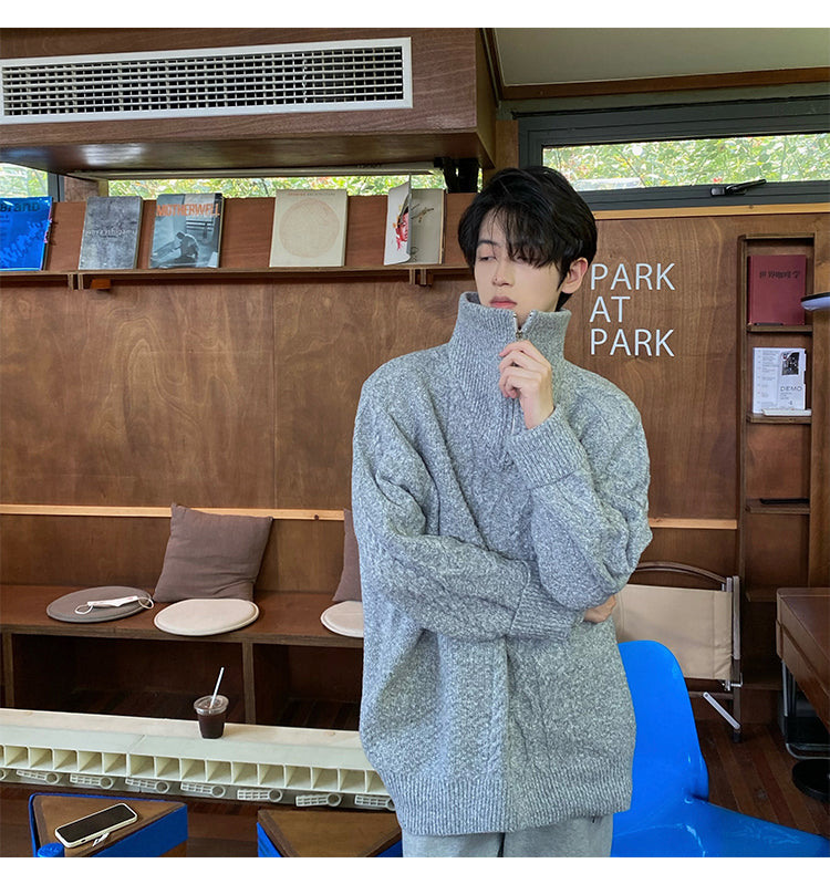 Half-Zipped Lazy Oversized Sweater
