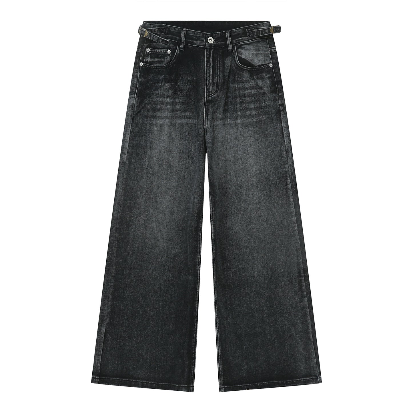 New American High Street Pu  Mop Straight Loose Jeans
