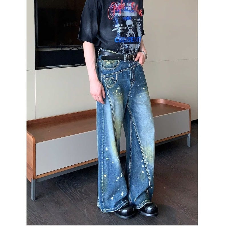 Minority Splash-ink Deconstruction Stitching Jeans