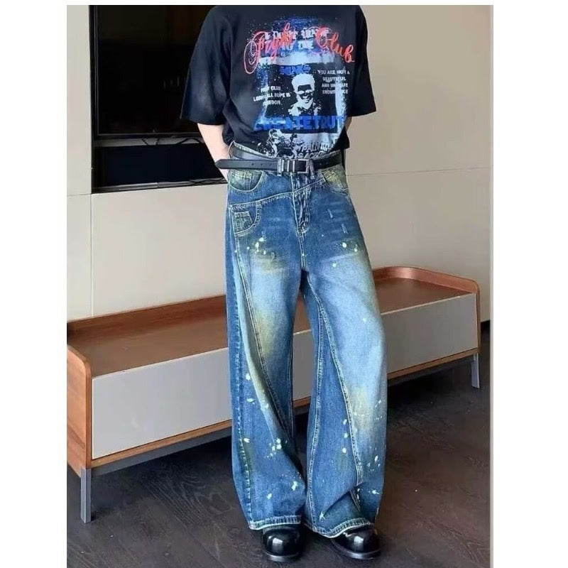 Minority Splash-ink Deconstruction Stitching Jeans
