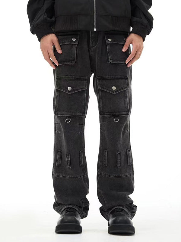 American Retro Multi-pocket Jeans for Men and Women