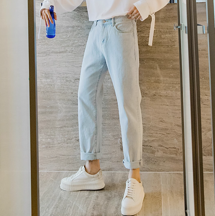 Light Color Straight  Slim Jeans