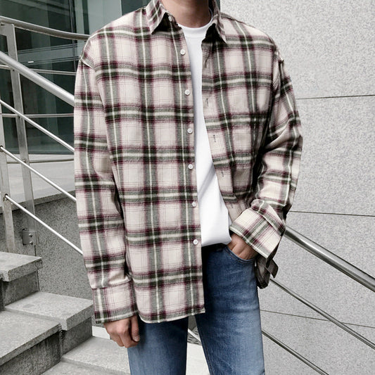 Long Sleeve plaid Strip T-shirt