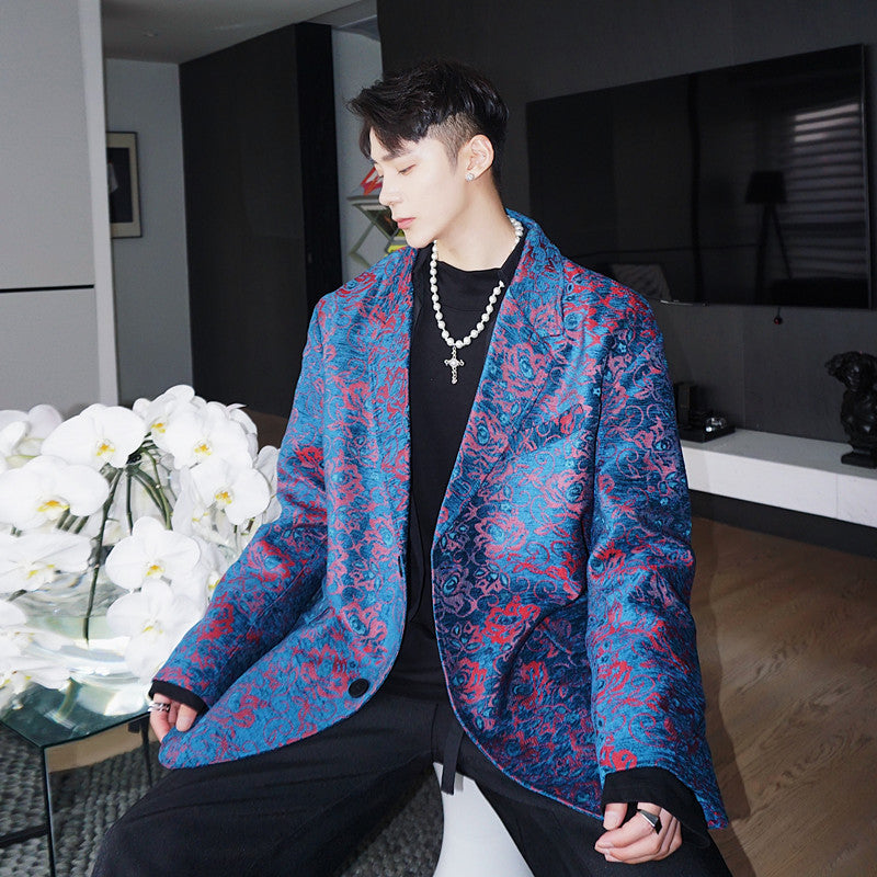 Fashionable Temperament Contrast Color Jacquard Loose Suit jacket