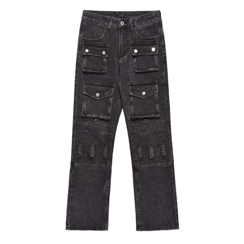 American Retro Multi-pocket Jeans for Men and Women
