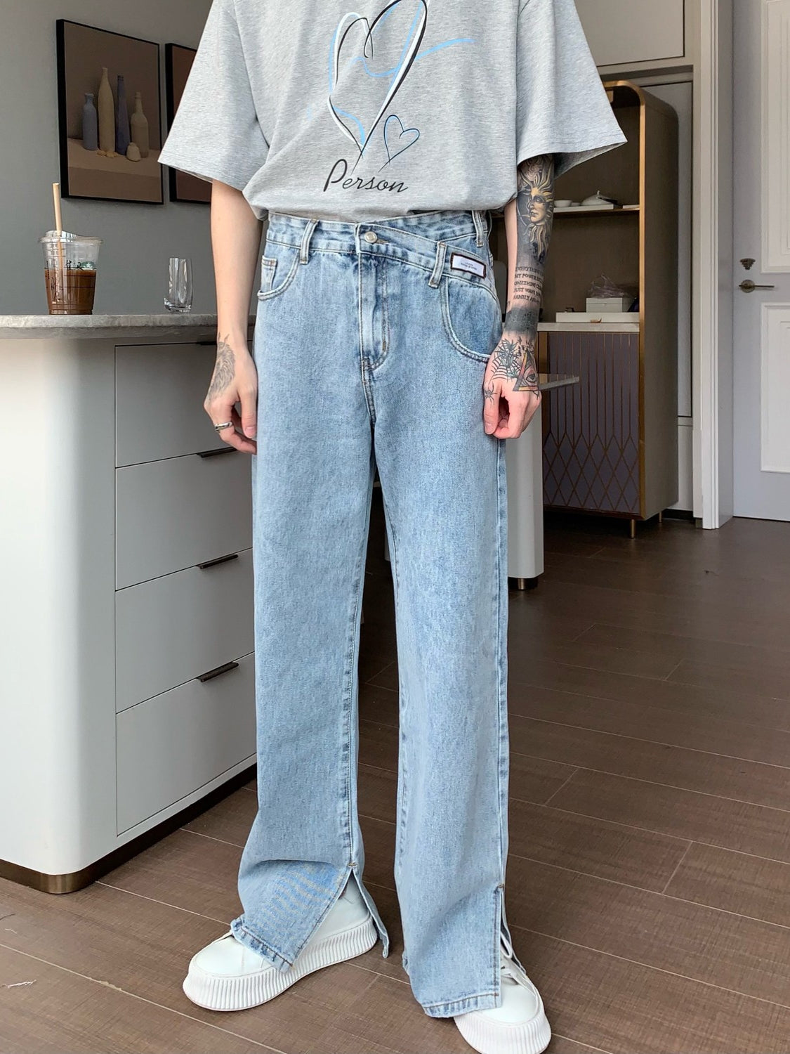 Loose High Waist Casual Split Flared Pants