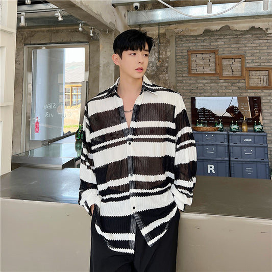 Men's Long Sleeved Semi Transparent Shirt For Sun Protection