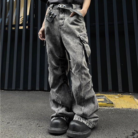 Denim Loose-fitting Wide-leg Trousers