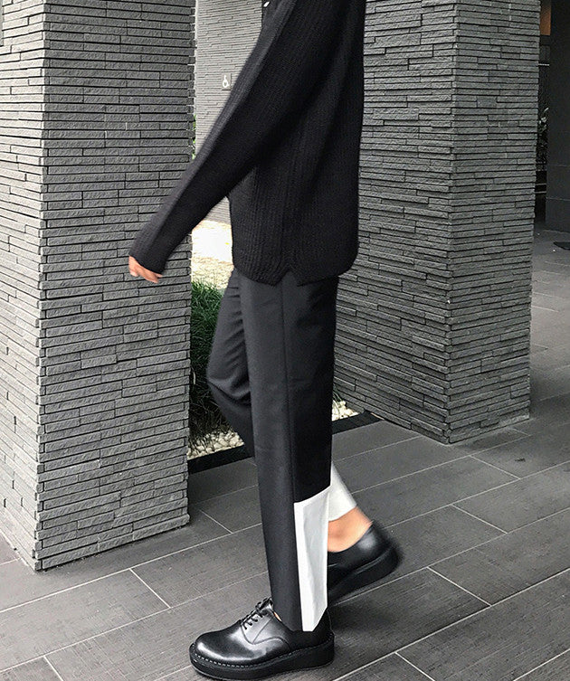 Casual　Loose Straight Drape Nine-point Stitching Trousers