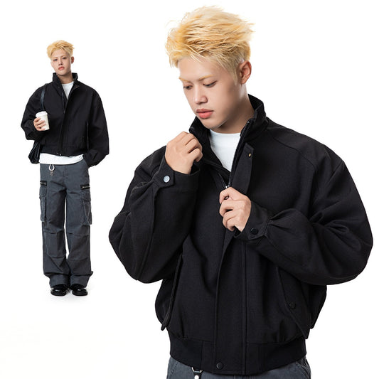 Simple Casual Raglan Stand-up Collar Jacket