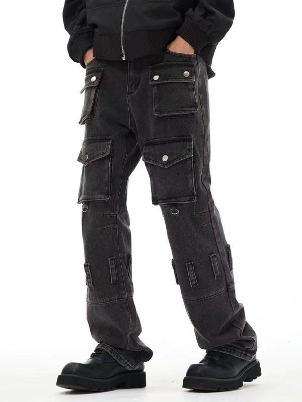 American Retro Multi-pocket Jeans for Men and Women