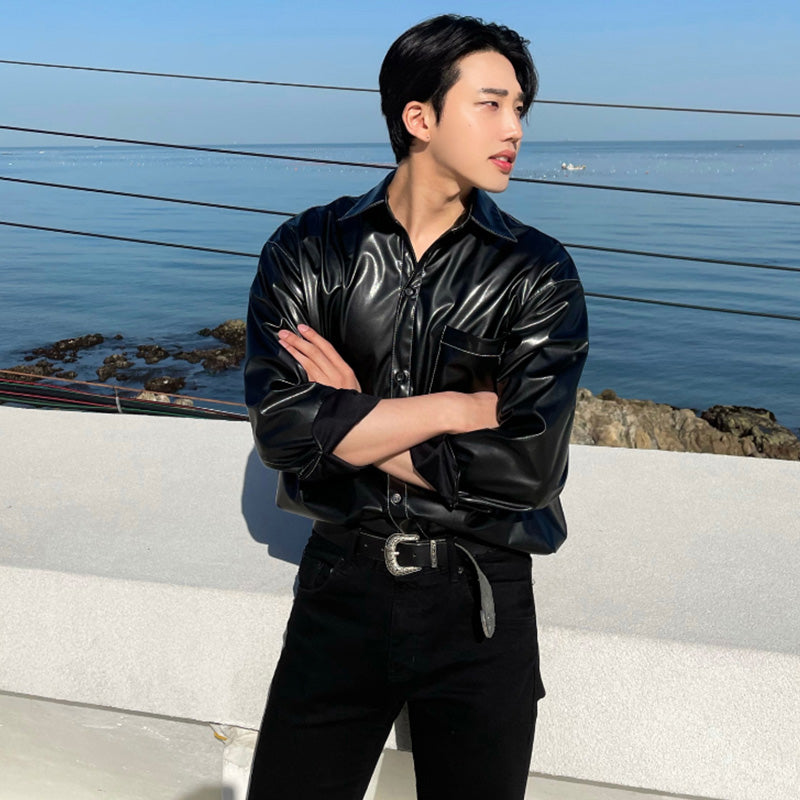 Long-sleeved Leather Shirt