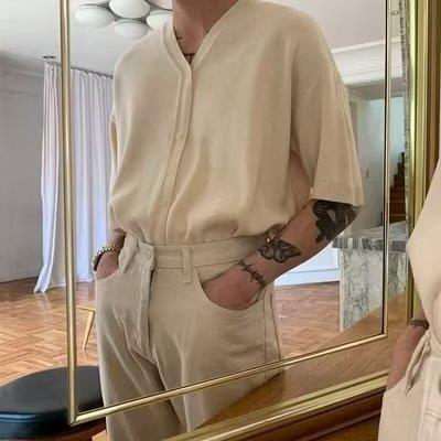 Vintage knitted short-sleeve cardigan