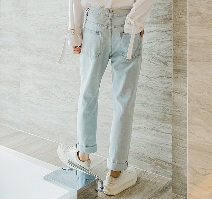 Light Color Straight  Slim Jeans