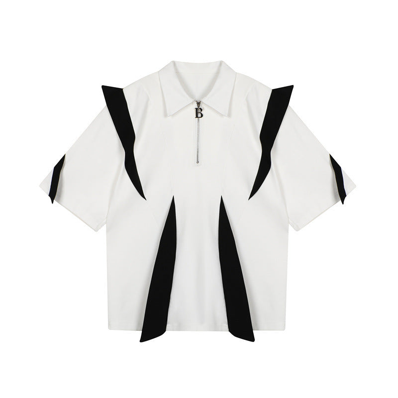 Contrast Color Short Sleeve Shirt