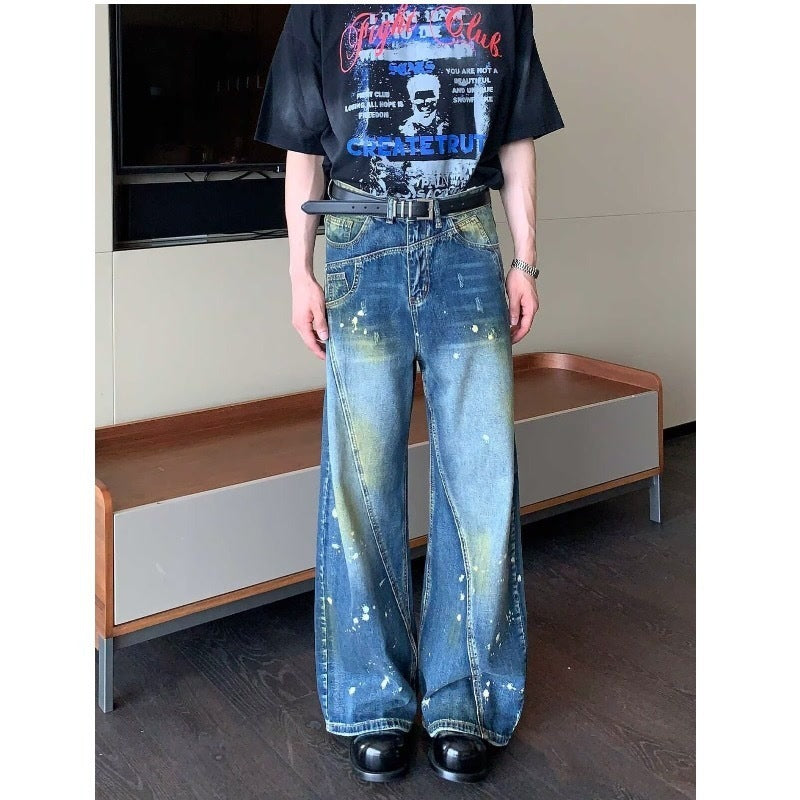 Minority Splash-ink Deconstruction Stitching Jeans