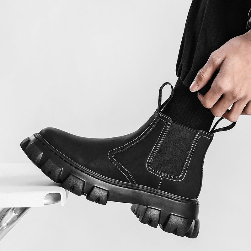 British Style Velvet Short Middle Boots