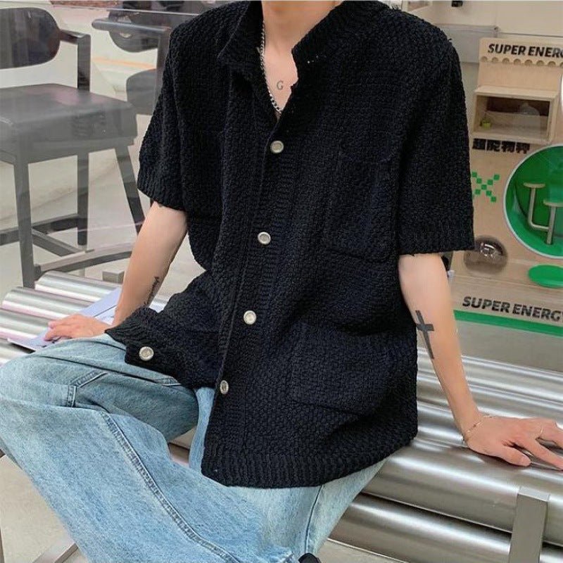 Short-sleeved Shirt Casual Knitted Shirt