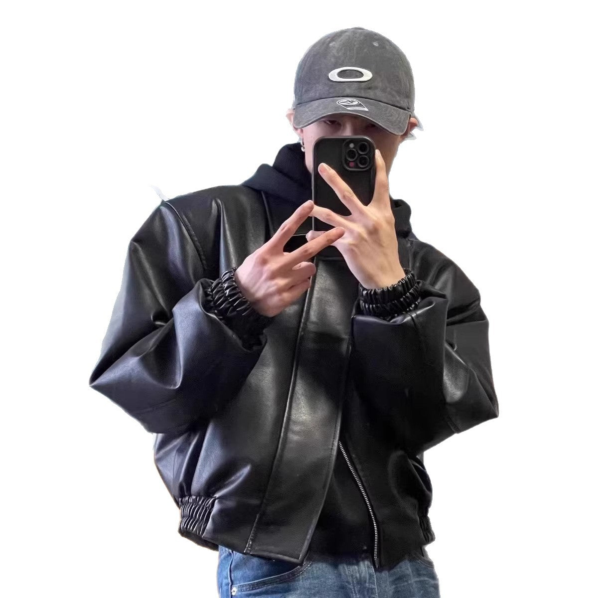 Retro Motorcycle Padded Shoulder Leather Jacket Coat