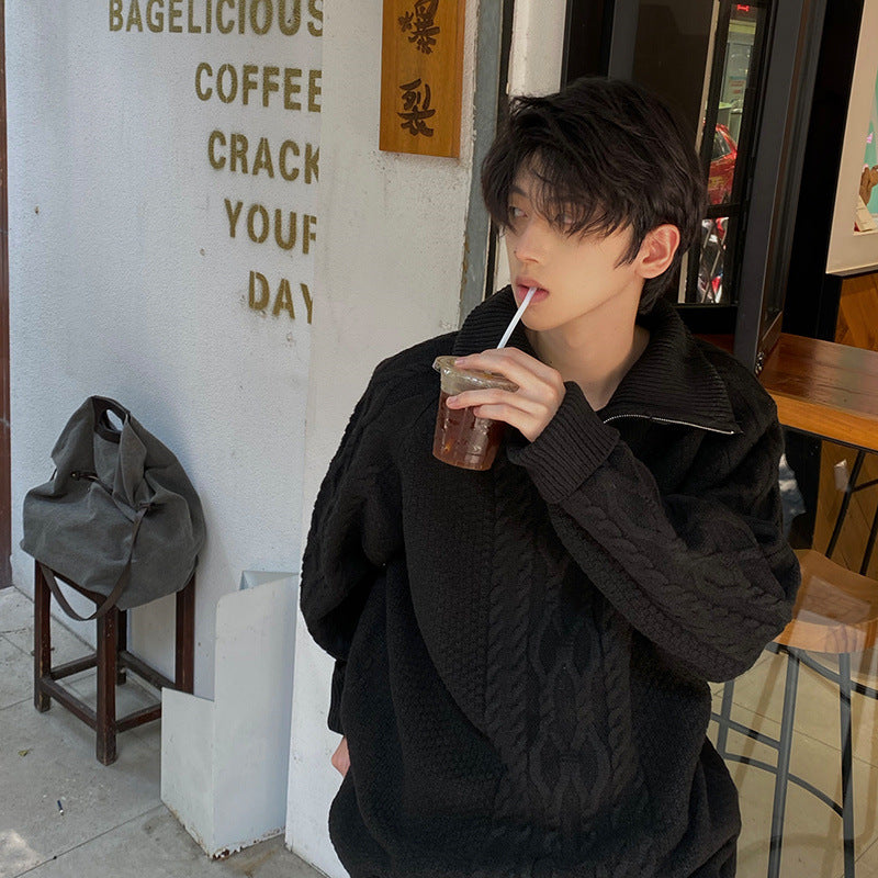 Half-Zipped Lazy Oversized Sweater