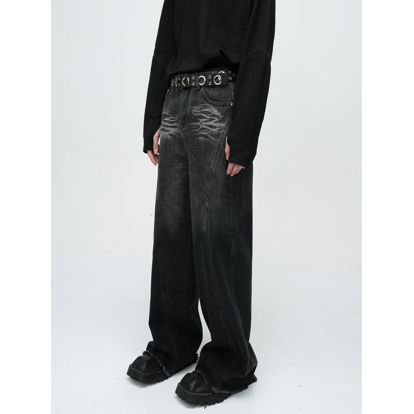 Street Patchwork Washed-out Jeans