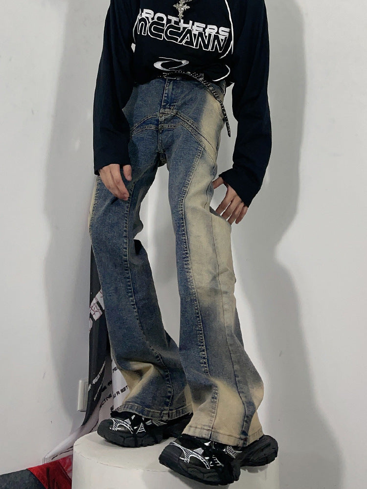 Street Washed-out Vintage Flared Jeans