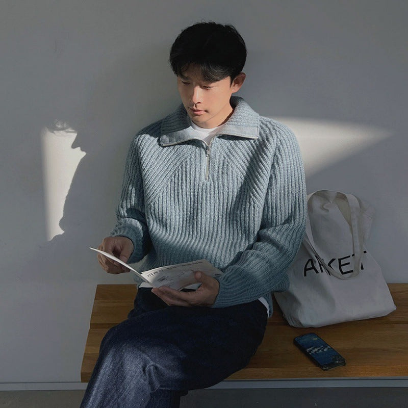 Men's Autumn And Winter Turtleneck Half Zip Sweater