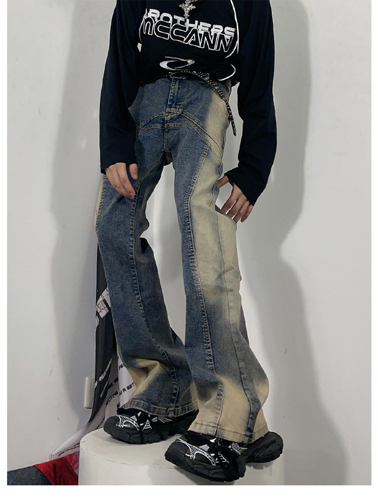 Street Washed-out Vintage Flared Jeans